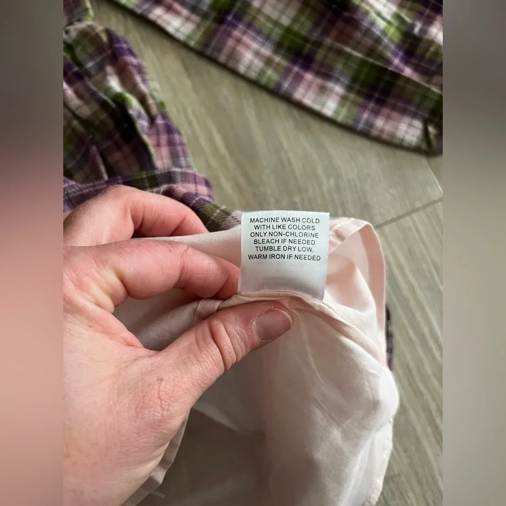 NWT Maison Me Girls Purple, Pink, and Green Plaid Flannel Dress - Size 8 - Picture 6 of 7